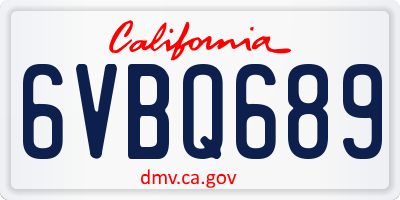 CA license plate 6VBQ689