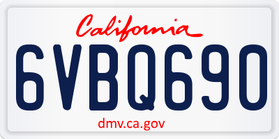 CA license plate 6VBQ690