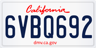 CA license plate 6VBQ692