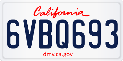 CA license plate 6VBQ693