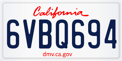 CA license plate 6VBQ694