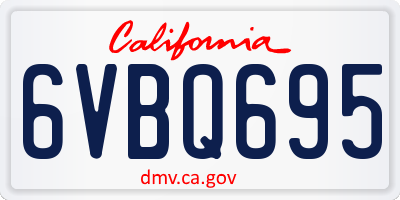 CA license plate 6VBQ695