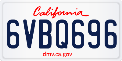 CA license plate 6VBQ696