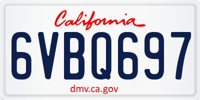 CA license plate 6VBQ697