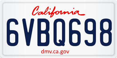 CA license plate 6VBQ698