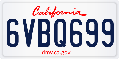 CA license plate 6VBQ699