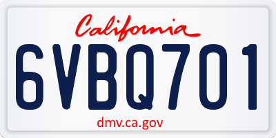 CA license plate 6VBQ701