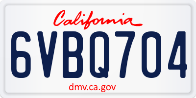 CA license plate 6VBQ704