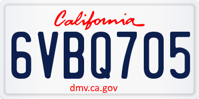 CA license plate 6VBQ705