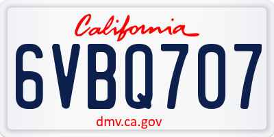 CA license plate 6VBQ707