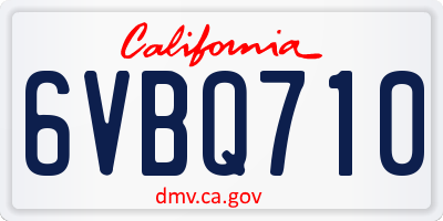 CA license plate 6VBQ710