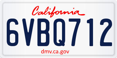CA license plate 6VBQ712