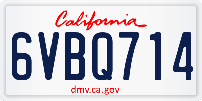CA license plate 6VBQ714
