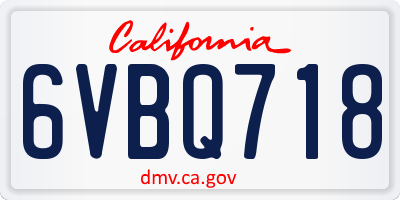 CA license plate 6VBQ718