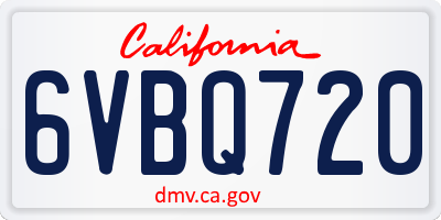 CA license plate 6VBQ720