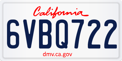 CA license plate 6VBQ722
