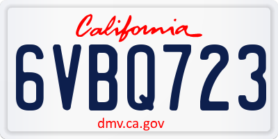 CA license plate 6VBQ723