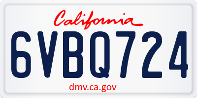 CA license plate 6VBQ724