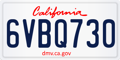 CA license plate 6VBQ730