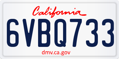 CA license plate 6VBQ733