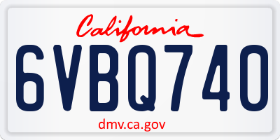 CA license plate 6VBQ740