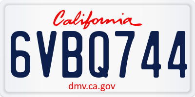 CA license plate 6VBQ744