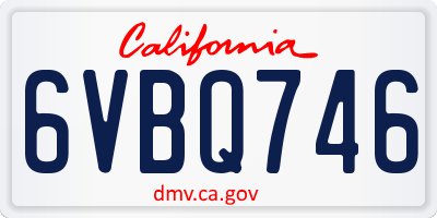CA license plate 6VBQ746