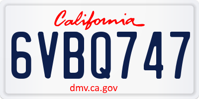 CA license plate 6VBQ747