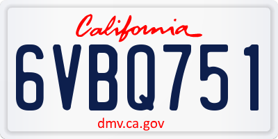 CA license plate 6VBQ751