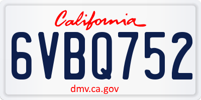 CA license plate 6VBQ752