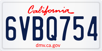 CA license plate 6VBQ754