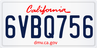 CA license plate 6VBQ756