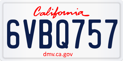 CA license plate 6VBQ757