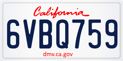 CA license plate 6VBQ759