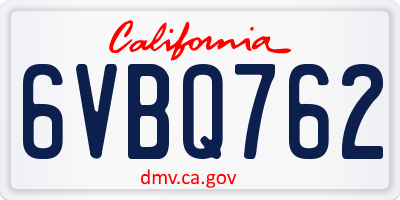 CA license plate 6VBQ762