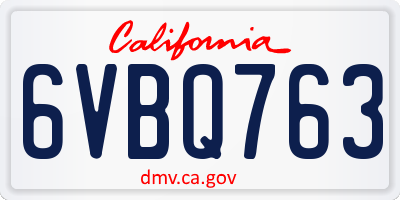 CA license plate 6VBQ763