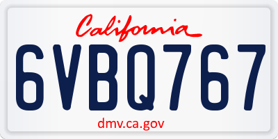 CA license plate 6VBQ767