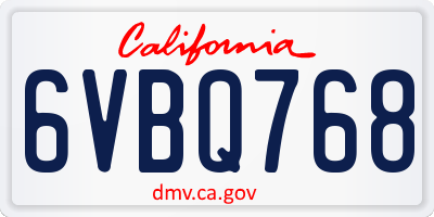 CA license plate 6VBQ768
