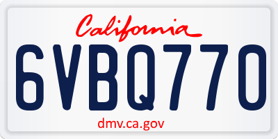 CA license plate 6VBQ770