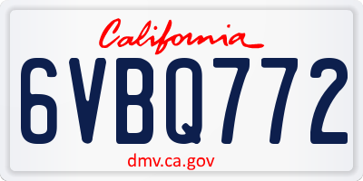 CA license plate 6VBQ772