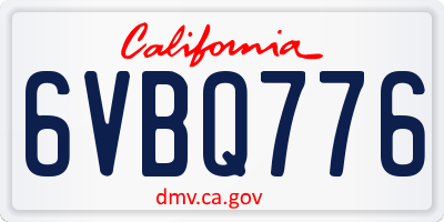 CA license plate 6VBQ776