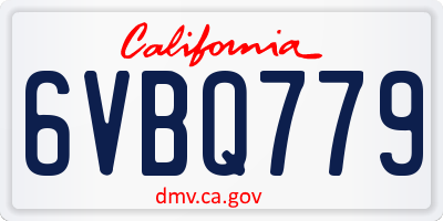 CA license plate 6VBQ779