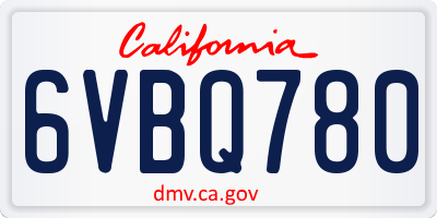 CA license plate 6VBQ780