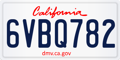 CA license plate 6VBQ782