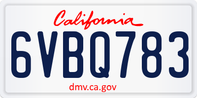 CA license plate 6VBQ783