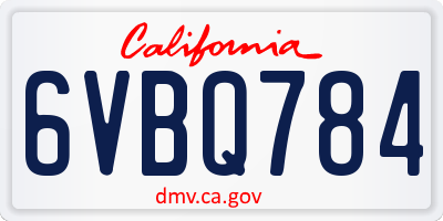 CA license plate 6VBQ784