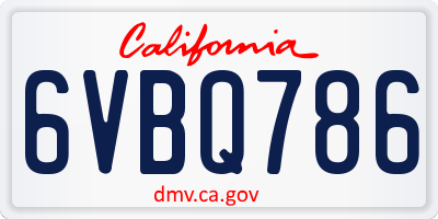 CA license plate 6VBQ786