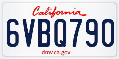 CA license plate 6VBQ790