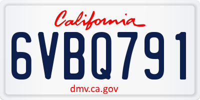 CA license plate 6VBQ791