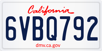 CA license plate 6VBQ792